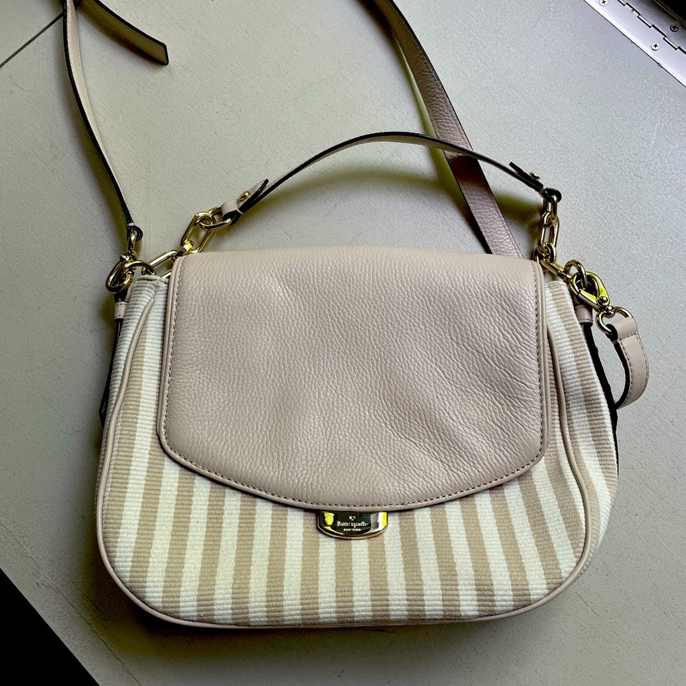 Kate Spade Handbag light Beige W/Beige Stripes Leather